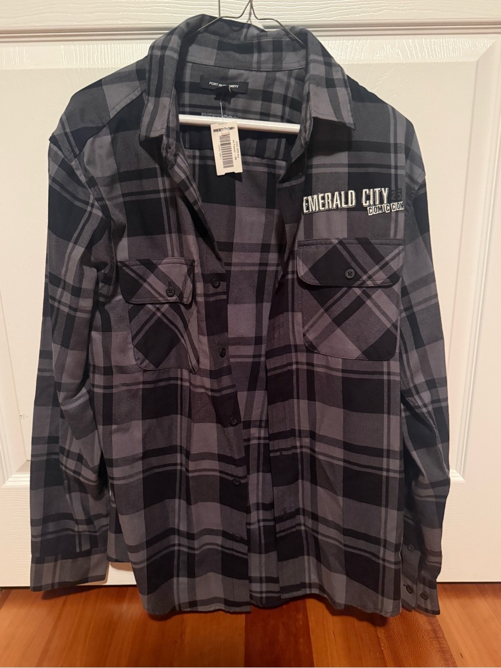 Emerald City Comic Con Plaid Button-Down Shirt - Black & Gray